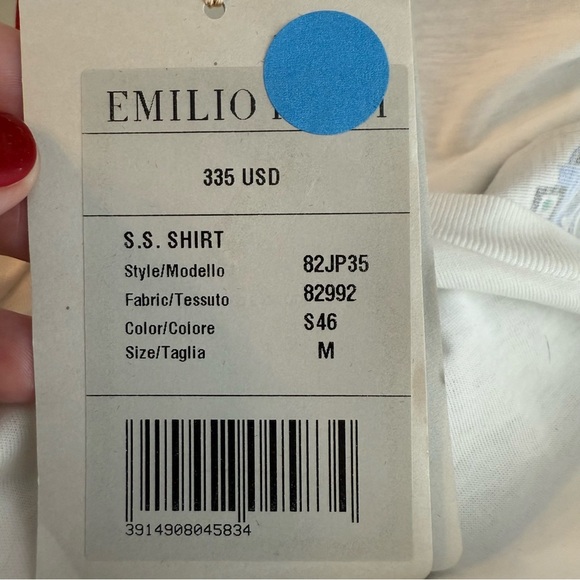 Emilio Pucci White Logo Tee with Graphic Print size M NWT - Picture 4 of 7